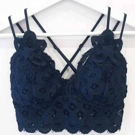 Crochet Lace Bralette - Navy - Olive & Sage Boutique