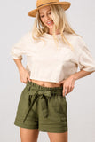 Linen Paperbag Shorts - Navy - Olive & Sage Boutique