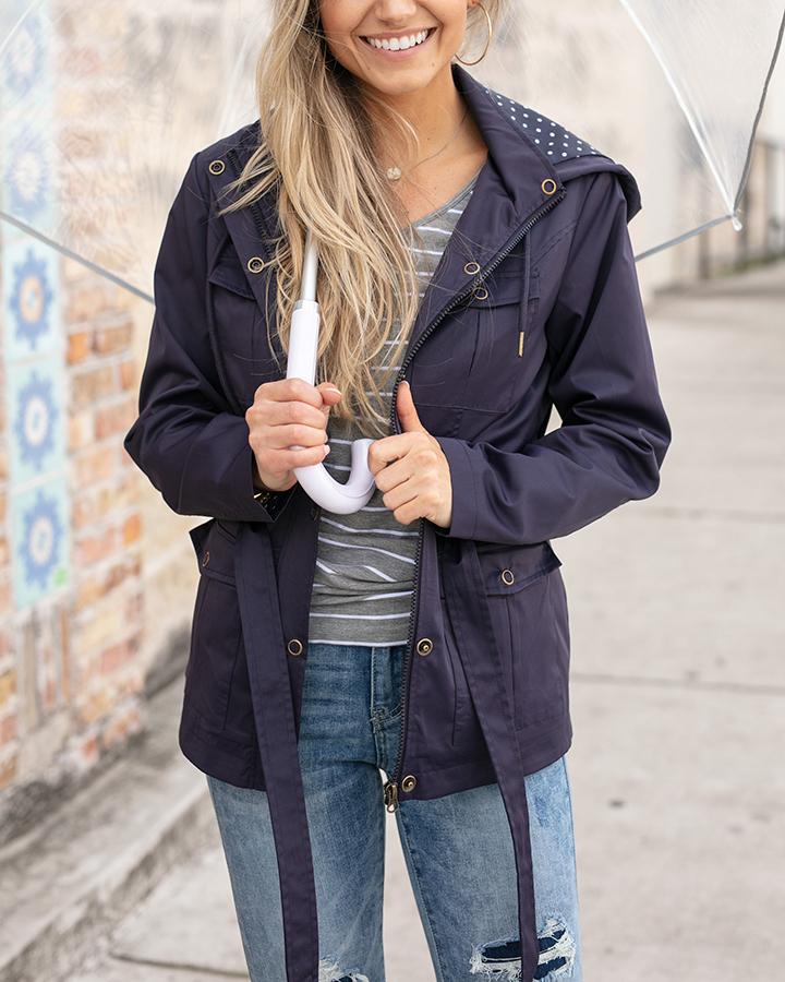 Packable Rain Jacket in Lagoon - Grace and Lace