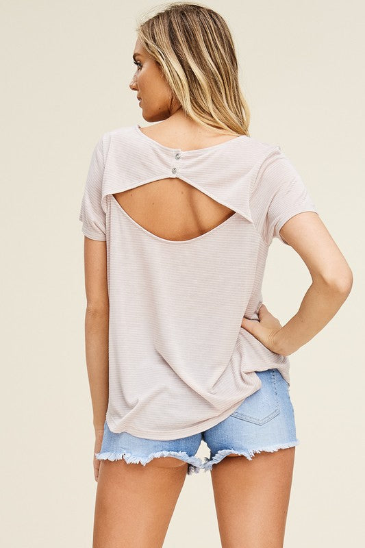 Open Back Tee - Taupe - Olive & Sage Boutique