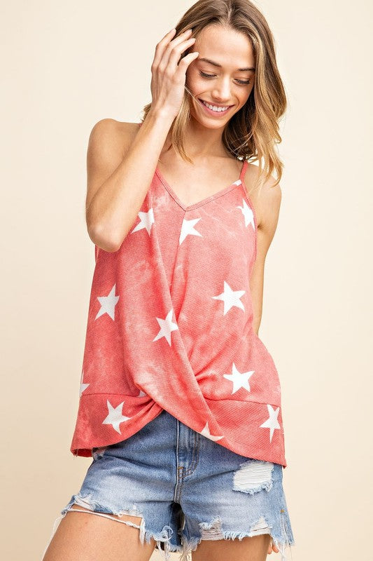 Thermal Tie Dye Star Cami Knit Top - Olive & Sage Boutique