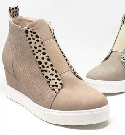 Zoey Wedge Sneaker - Blush Cheetah - Olive & Sage Boutique