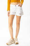 KanCan Mid Rise Shorts Distressed - White - Olive & Sage Boutique