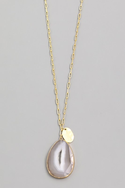Teardrop Stone Pendant Necklace - Olive & Sage Boutique