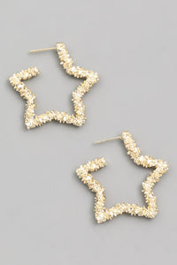 Textured Star Hoop Earrings - Gold - Olive & Sage Boutique