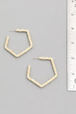 Textured Pentagon Hoop Earrings - Silver - Olive & Sage Boutique