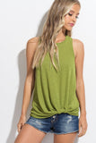 Knit Tank with Front Knot - Matcha - Olive & Sage Boutique