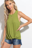Knit Tank with Front Knot - Matcha - Olive & Sage Boutique
