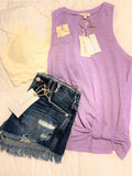 Knit Tank with Front Knot - Lilac - Olive & Sage Boutique