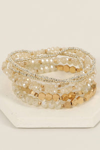 Glass & Metal Bead Bracelet Set - Olive & Sage Boutique