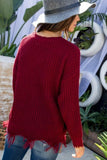 Distressed Round Neck Sweater - Olive & Sage Boutique