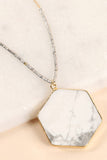 Hexagon Natural Stone Necklace - White Marble - Olive & Sage Boutique