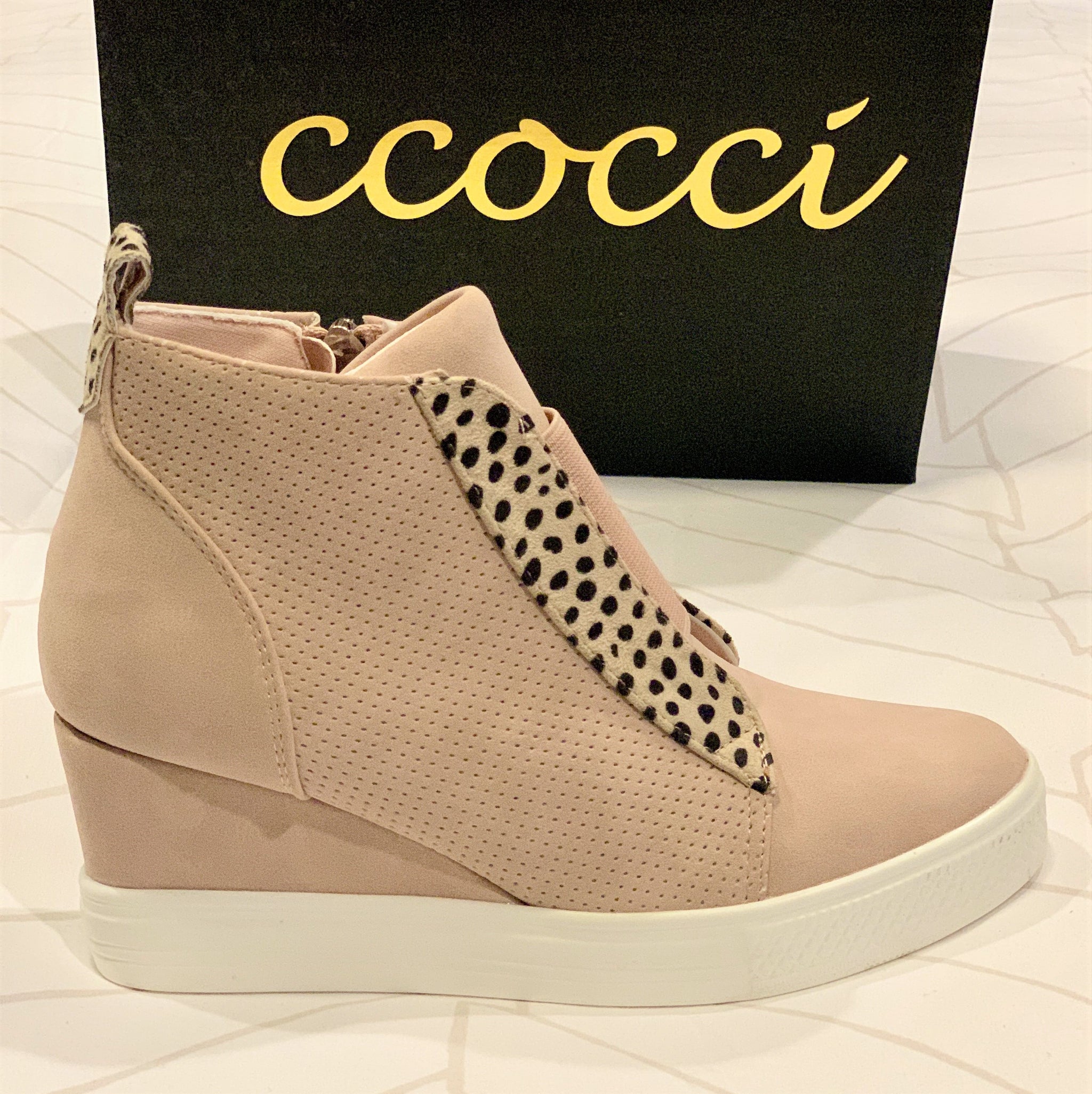 Brown Ccocci Zoey Wedge Sneakers Zoey Wedge Sneaker Blush Cheetah
