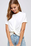 Solid Twisted Knot Tee - Off White - Olive & Sage Boutique