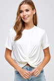 Solid Twisted Knot Tee - Off White - Olive & Sage Boutique