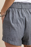 Striped Paperbag Shorts - Black - Olive & Sage Boutique